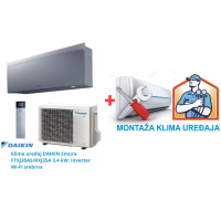 Klima uređaj DAIKIN Emura  FTXJ35AS/RXJ35A 3,4 kW, Inverter Wi-FI srebrna SA MONTAŽOM